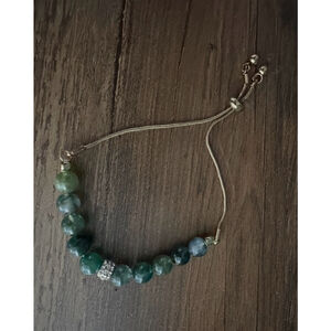 Women's Green Gold Beaded Bracelet One Size